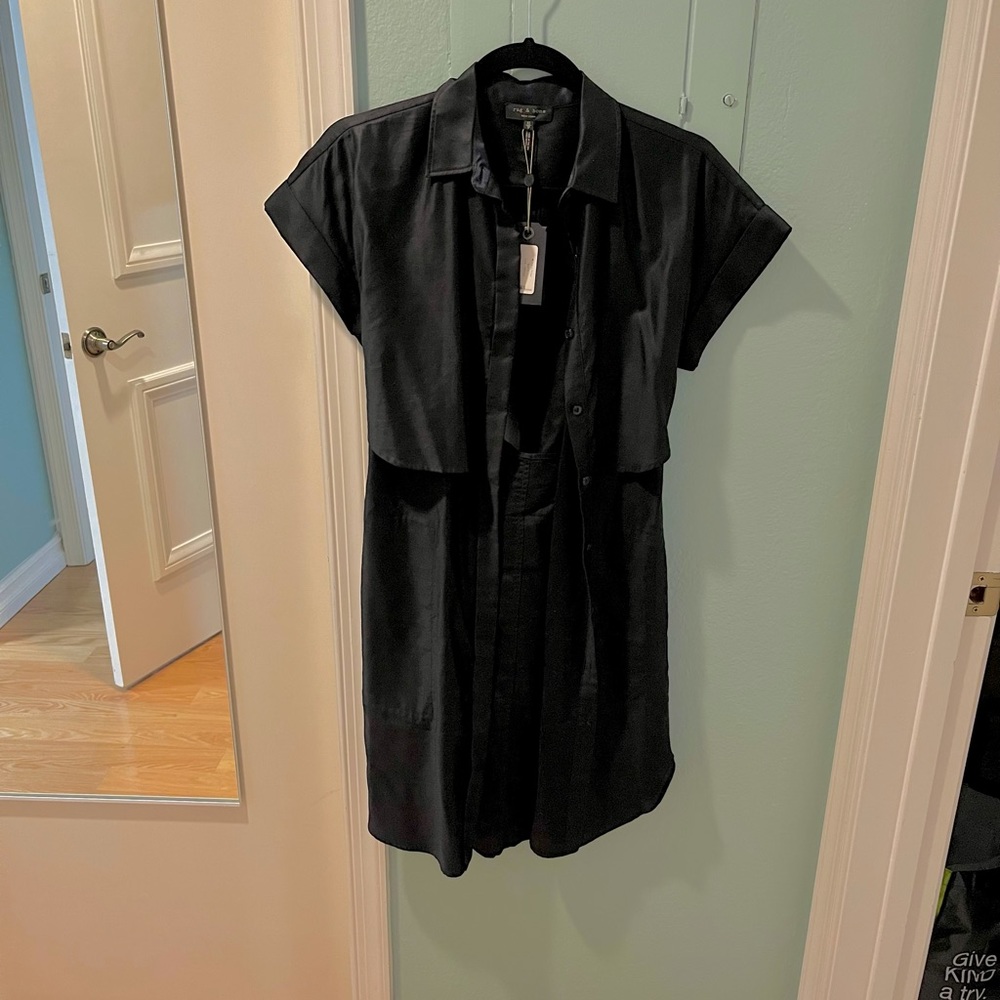 rag & bone Black Midi Shirt Dress